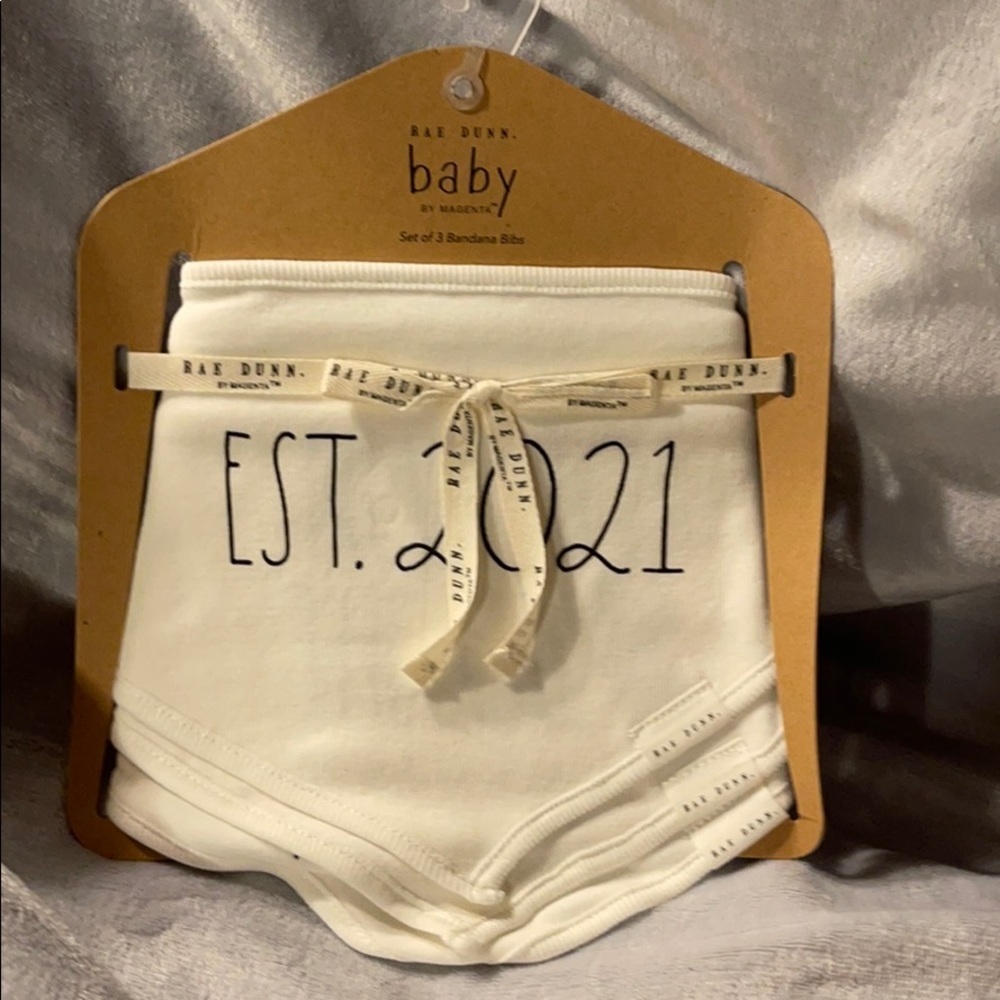 Rae Dunn White 100% Cotton Bandana Snap Bibs